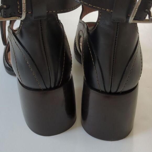 Chloé Black Gaile Leather Sandals Cut Out - Picture 6 of 12